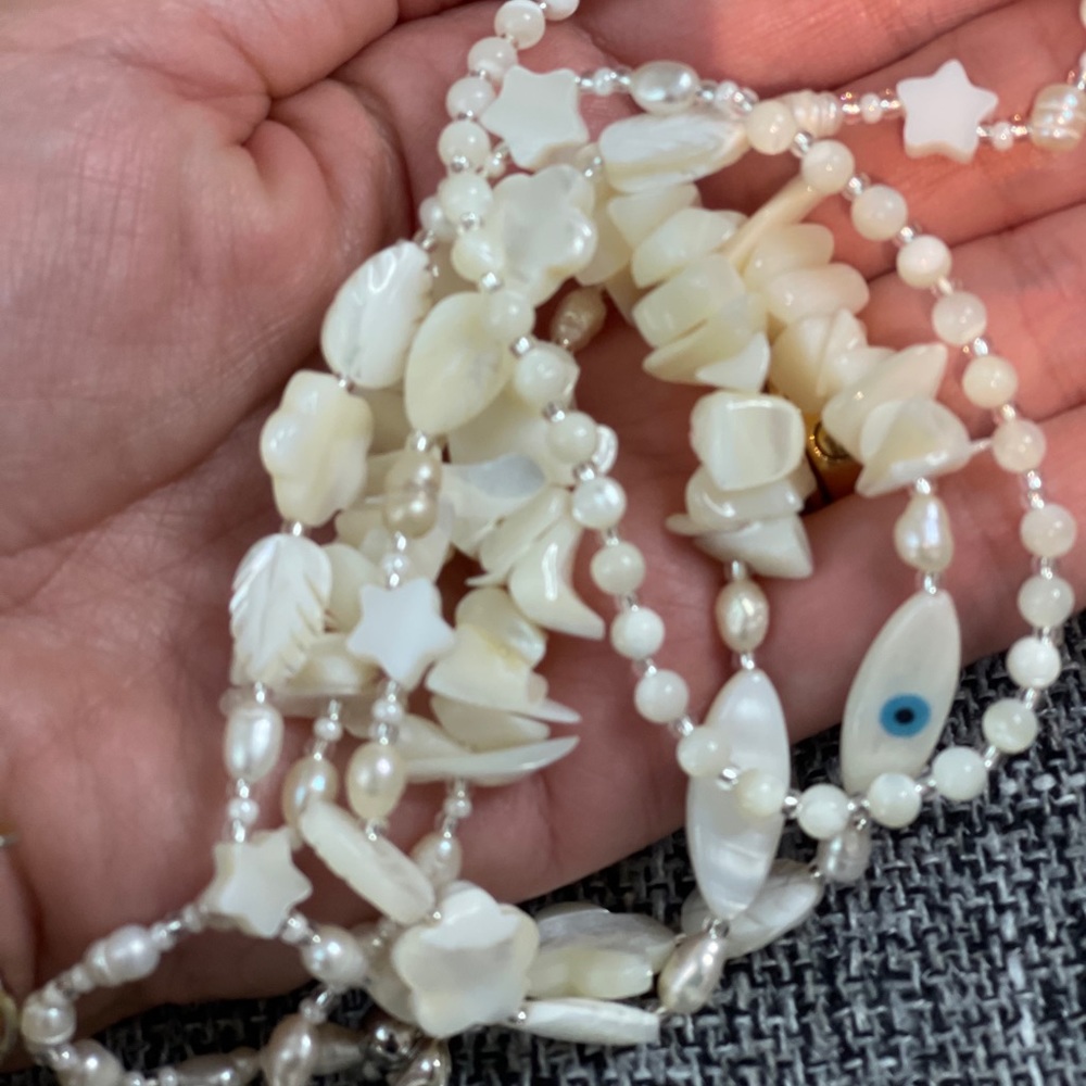 Pearls & Mother of Pearl Eyeglass holder necklace
